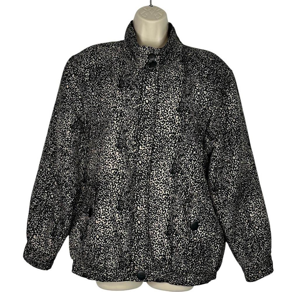 Anna & Frank 100% Silk Animal Print Jacket Womens Small Hidden Zip Button Front‎